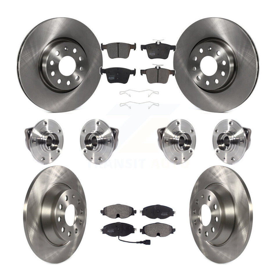 Front Rear Hub Bearings Assembly Disc Brake Rotors And Semi-Metallic Pads Kit (10Pc) For Audi TT Quattro KBB-113342