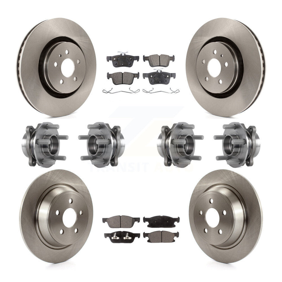 Front Rear Hub Bearings Assembly Disc Brake Rotors And Semi-Metallic Pads Kit (10Pc) For Ford Edge Lincoln MKX AWD KBB-113345