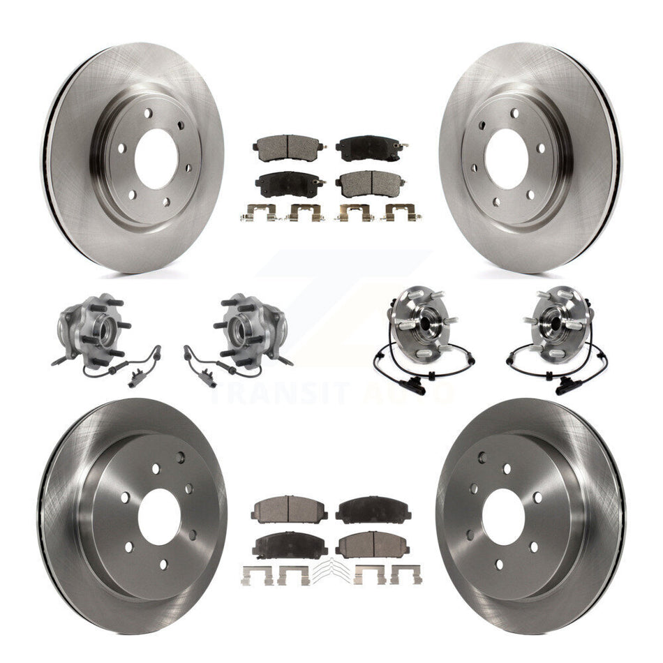 Front Rear Hub Bearings Assembly Disc Brake Rotors And Semi-Metallic Pads Kit (10Pc) For INFINITI Nissan Armada QX80 QX56 KBB-113348