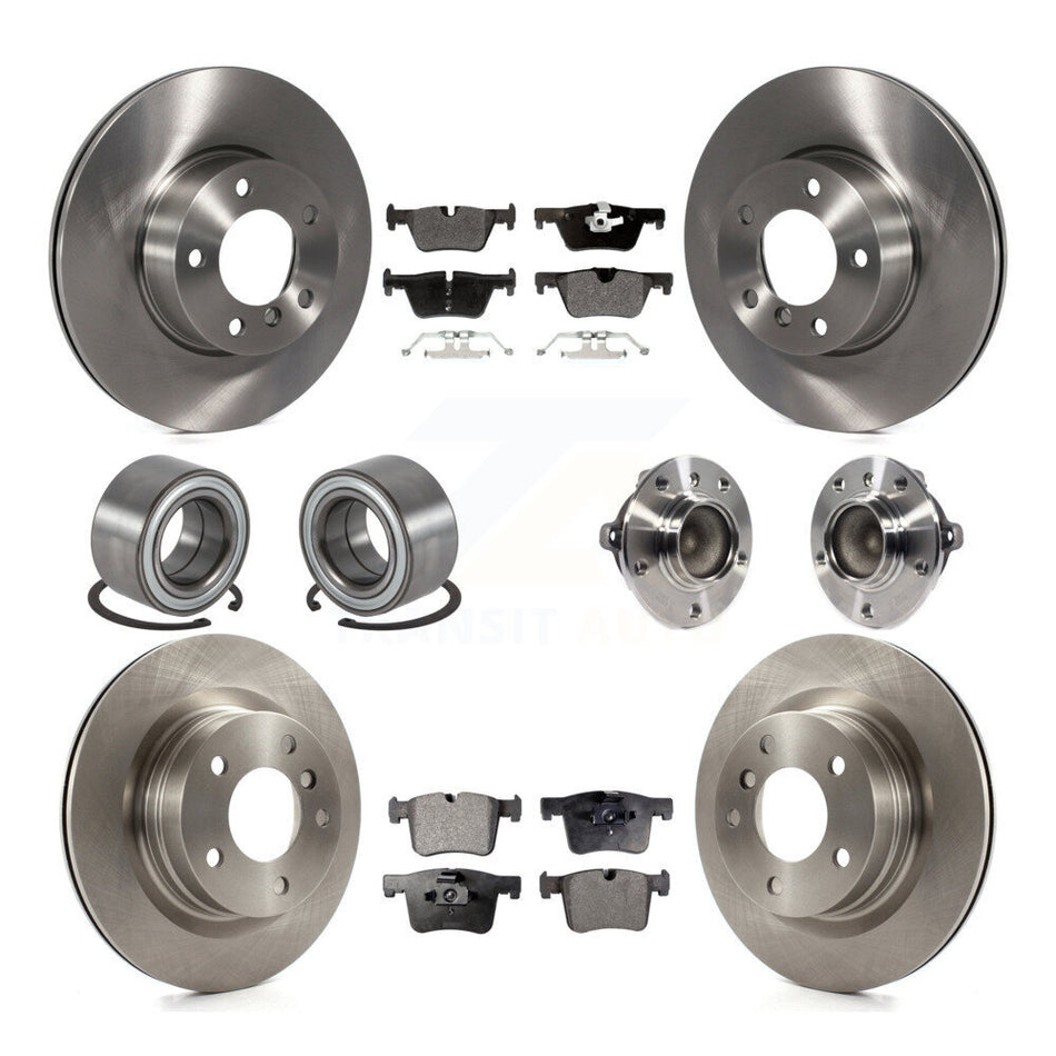 Front Rear Wheel Hub Bearings Assembly Disc Brake Rotors And Semi-Metallic Pads Shoes Kit (10Pc) For BMW 328i 428i 228i 320i 328d KBB-113355