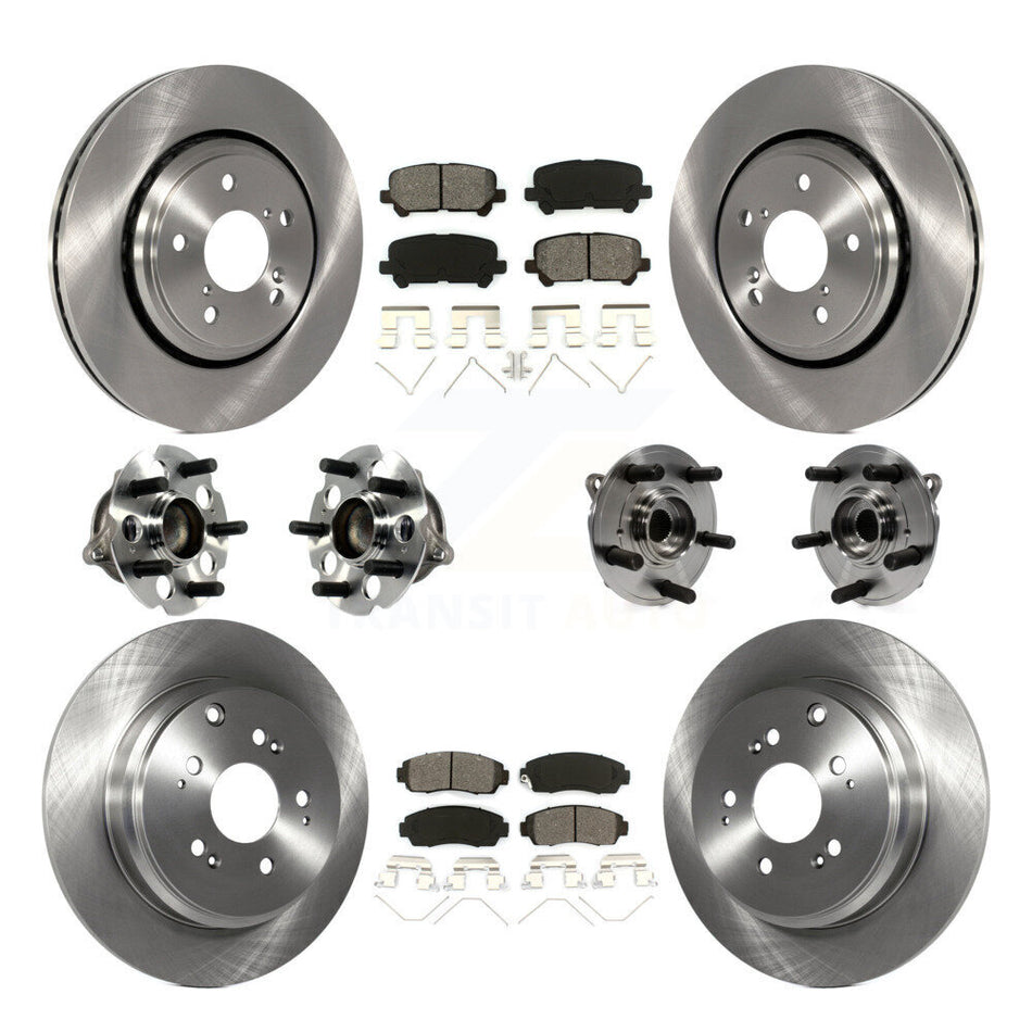 Front Rear Hub Bearings Assembly Disc Brake Rotors And Semi-Metallic Pads Kit (10Pc) For 2015-2017 Honda Odyssey KBB-113386