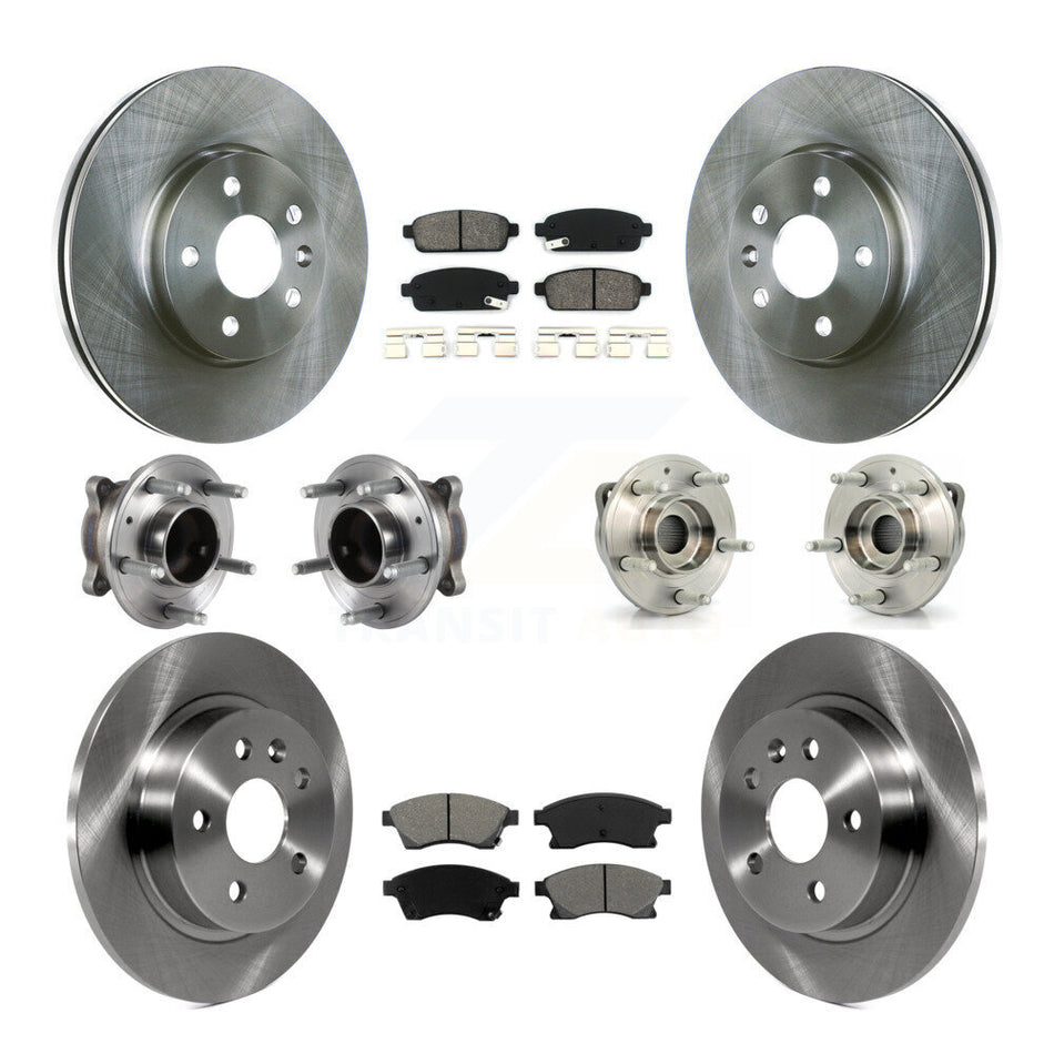 Front Rear Hub Bearings Assembly Disc Brake Rotors And Semi-Metallic Pads Kit (10Pc) For 2014-2015 Chevrolet Cruze GAS engine With 16" Factory Wheels KBB-113391