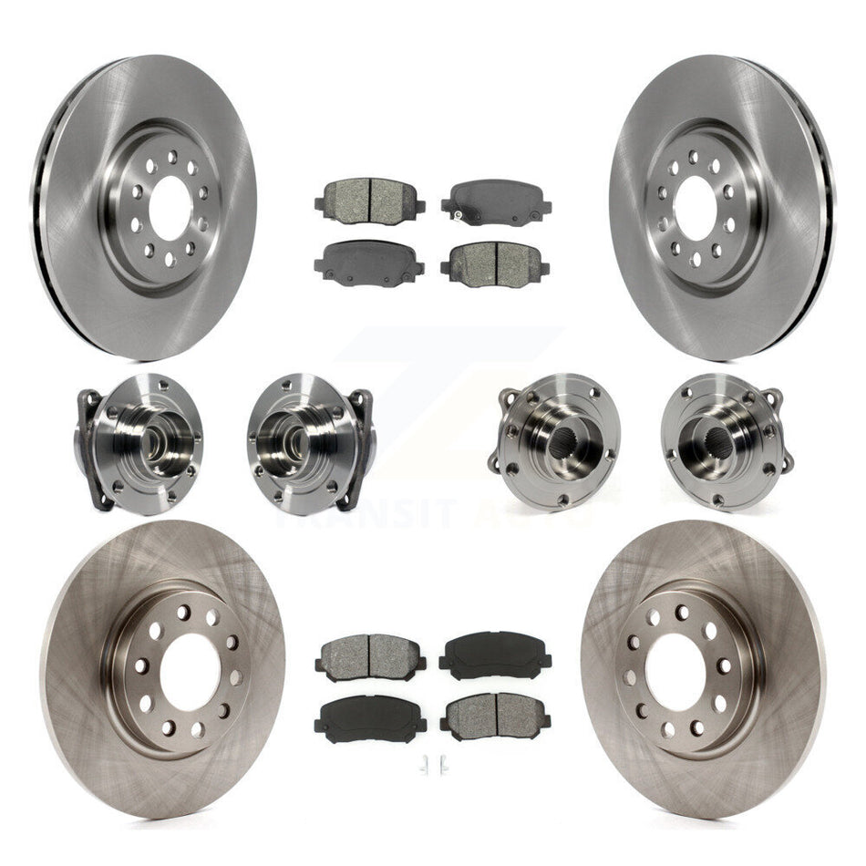Front Rear Hub Bearings Assembly Disc Brake Rotors And Semi-Metallic Pads Kit (10Pc) For 2015-2017 Chrysler 200 FWD With 330mm Diameter Rotor KBB-113394