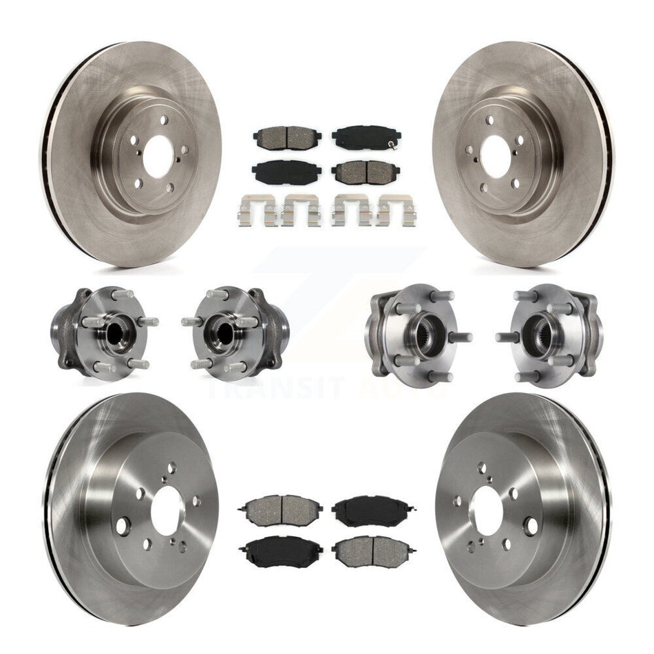 Front Rear Hub Bearings Assembly Disc Brake Rotors And Semi-Metallic Pads Kit (10Pc) For Subaru Forester 2.0L KBB-113397