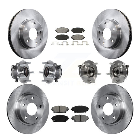 Front Rear Hub Bearings Assembly Disc Brake Rotors And Pads Kit (10Pc) For Mazda 3 Sport KBB-113399