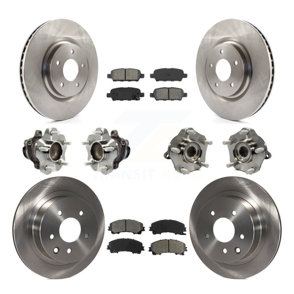 Front Rear Hub Bearings Assembly Disc Brake Rotors And Semi-Metallic Pads Kit (10Pc) For Nissan Rogue KBB-113401