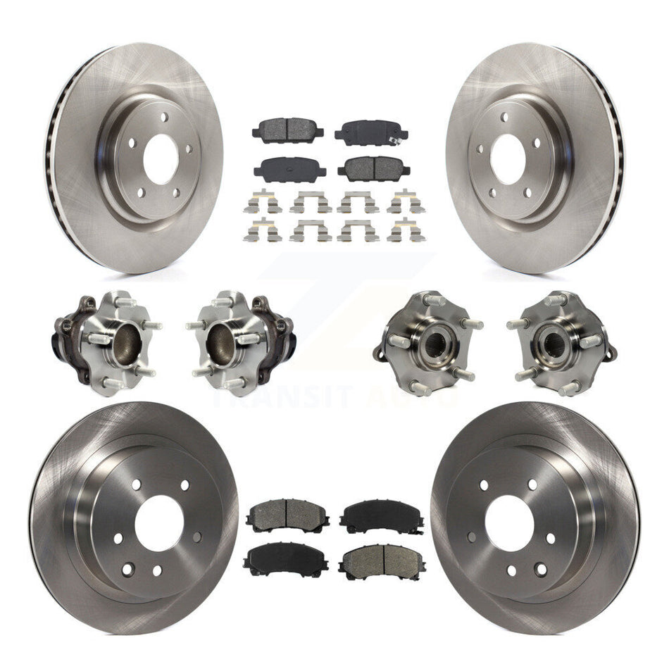 Front Rear Hub Bearings Assembly Disc Brake Rotors And Semi-Metallic Pads Kit (10Pc) For Nissan Rogue KBB-113401