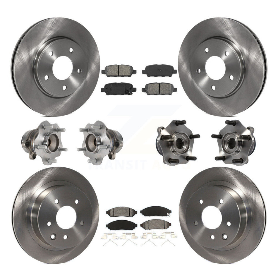 Front Rear Hub Bearings Assembly Disc Brake Rotors And Semi-Metallic Pads Kit (10Pc) For Nissan LEAF KBB-113402