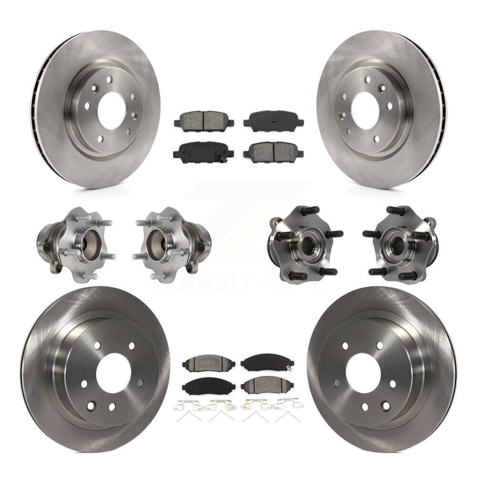 Front Rear Hub Bearings Assembly Disc Brake Rotors And Semi-Metallic Pads Kit (10Pc) For 2015 Nissan LEAF Vehicles Manufactured In Japan KBB-113403