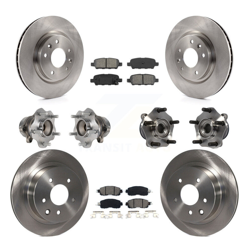 Front Rear Hub Bearings Assembly Disc Brake Rotors And Semi-Metallic Pads Kit (10Pc) For Nissan LEAF KBB-113404