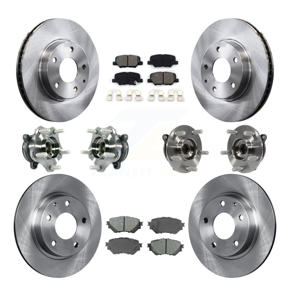 Front Rear Hub Bearings Assembly Disc Brake Rotors And Pads Kit (10Pc) For Mazda 3 Sport KBB-113407