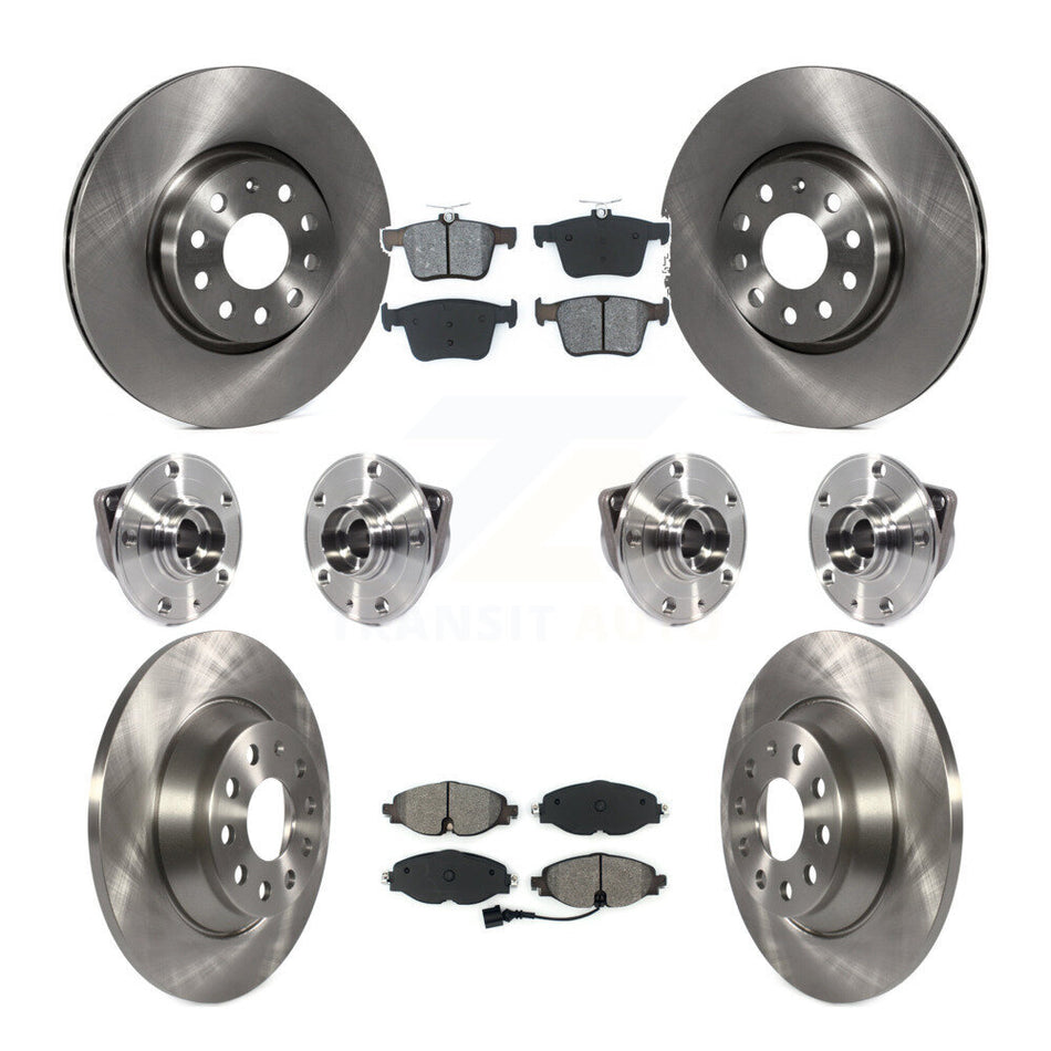 Front Rear Hub Bearings Assembly Disc Brake Rotors And Semi-Metallic Pads Kit (10Pc) For Audi TT Quattro KBB-113414