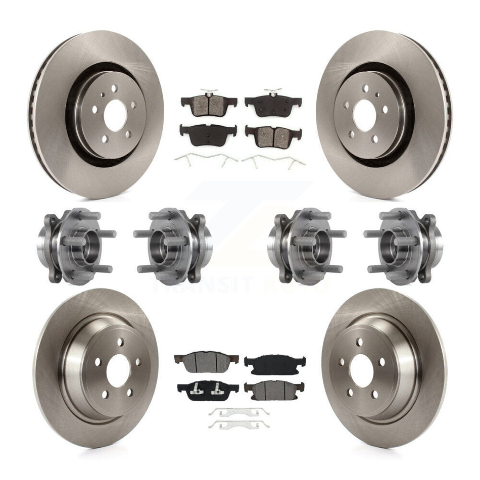 Front Rear Hub Bearings Assembly Disc Brake Rotors And Semi-Metallic Pads Kit (10Pc) For Ford Edge Lincoln MKX AWD KBB-113416
