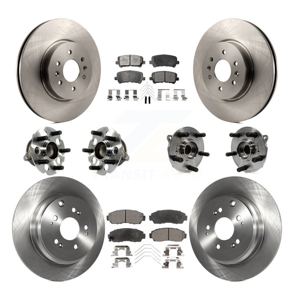Front Rear Hub Bearings Assembly Disc Brake Rotors And Ceramic Pads Kit (10Pc) For 2011-2014 Honda Odyssey KBB-113435