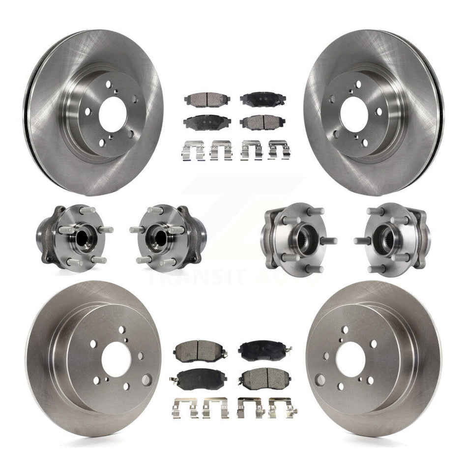 Front Rear Hub Bearings Assembly Disc Brake Rotors And Ceramic Pads Kit (10Pc) For Subaru Impreza KBB-113447