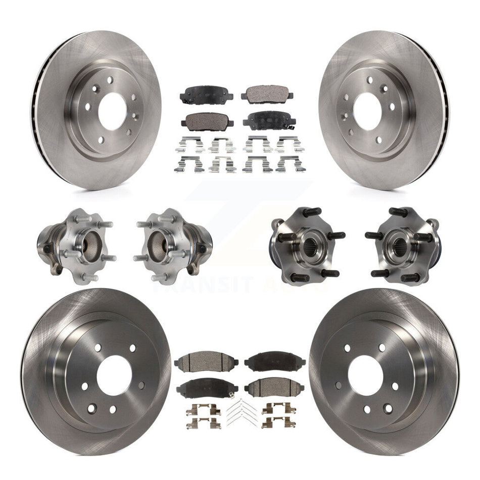 Front Rear Hub Bearings Assembly Disc Brake Rotors And Ceramic Pads Kit (10Pc) For 2015 Nissan LEAF Vehicles Manufactured In Japan KBB-113456