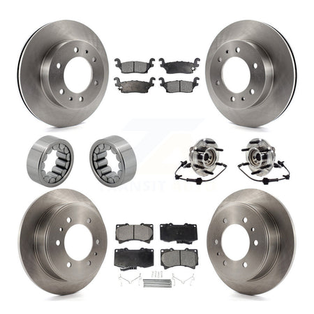 Front Rear Hub Bearing Disc Brake Rotor & Pad Shoe Kit (10Pc) For 2009-2010 Hummer H3T H3 KBB-113498