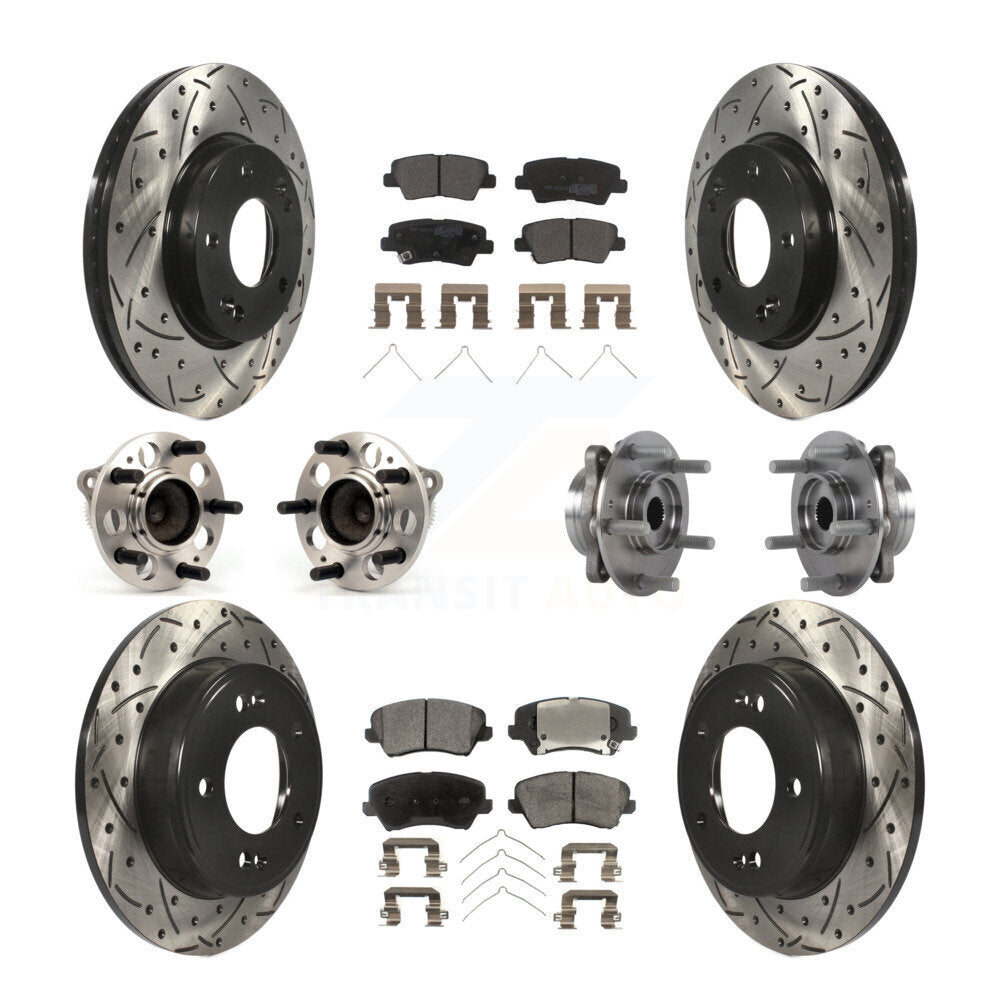 Front Rear Hub Bearing Coated Disc Brake Rotor Pad Kit (10Pc) For 2017 Hyundai Elantra GT KBB-113514