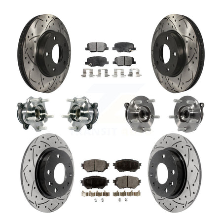 Front Rear Hub Bearings Coated Disc Brake Rotors And Pads Kit (10Pc) For Mazda 3 Sport KBB-113531