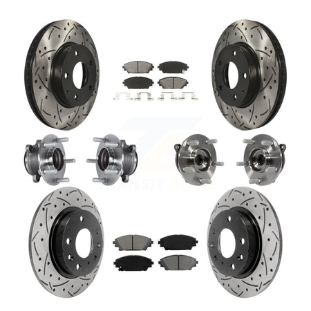 Front Rear Hub Bearings Coated Disc Brake Rotors And Pads Kit (10Pc) For Mazda 3 Sport KBB-113591