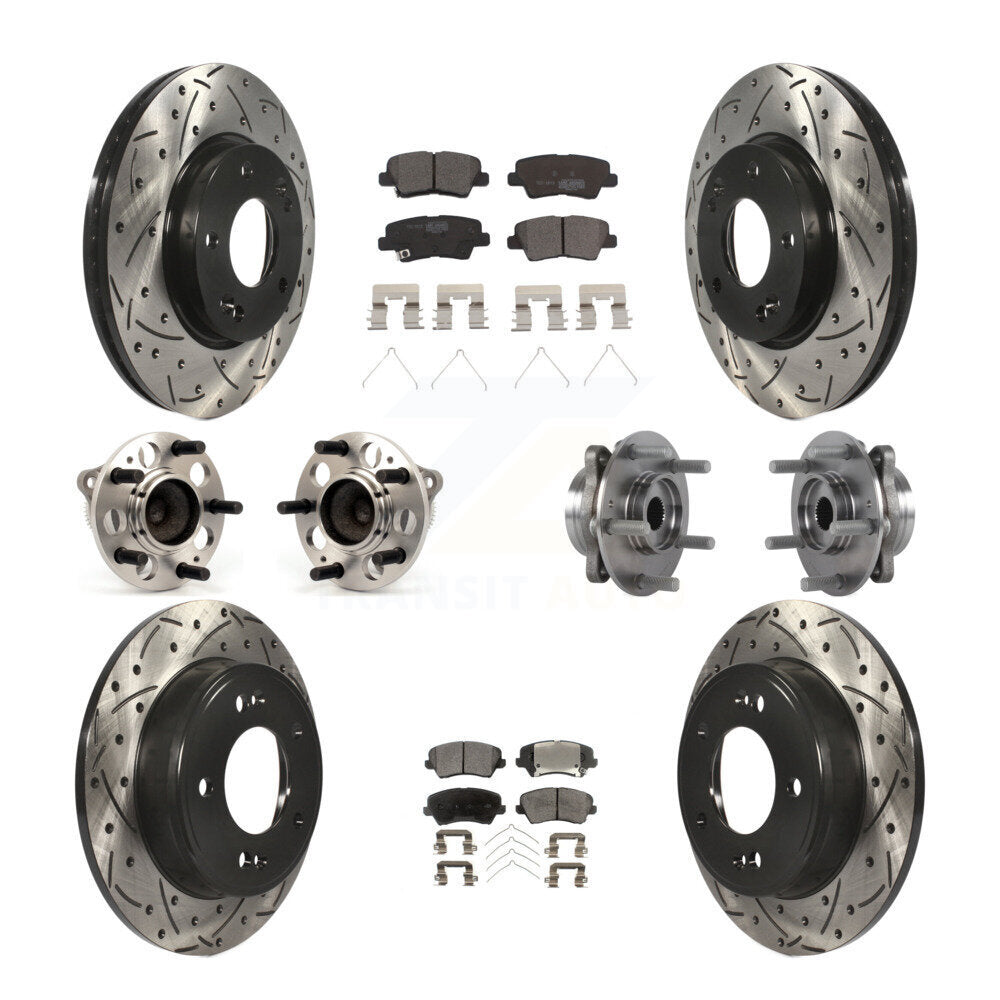 Front Rear Hub Bearing Coated Disc Brake Rotor Pad Kit (10Pc) For 2017 Hyundai Elantra GT KBB-113634