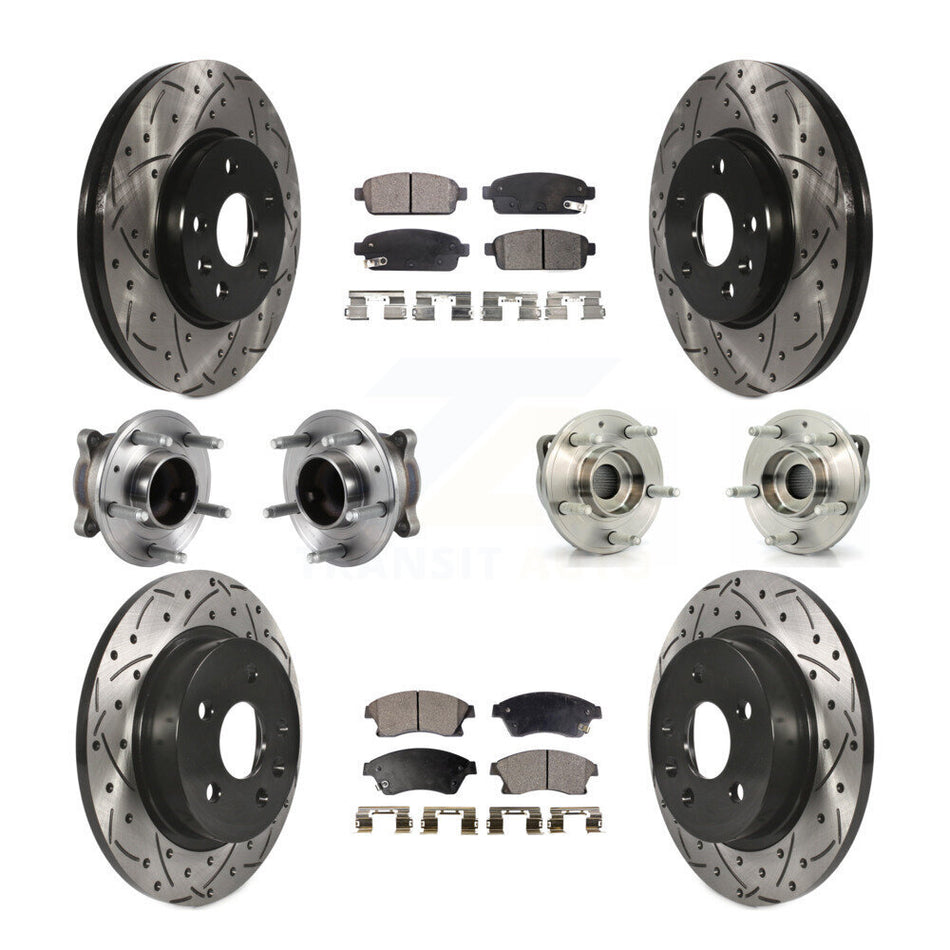 Front Rear Hub Bearings Assembly Coated Disc Brake Rotors And Ceramic Pads Kit (10Pc) For 2014-2015 Chevrolet Cruze GAS engine With 16" Factory Wheels KBB-113636