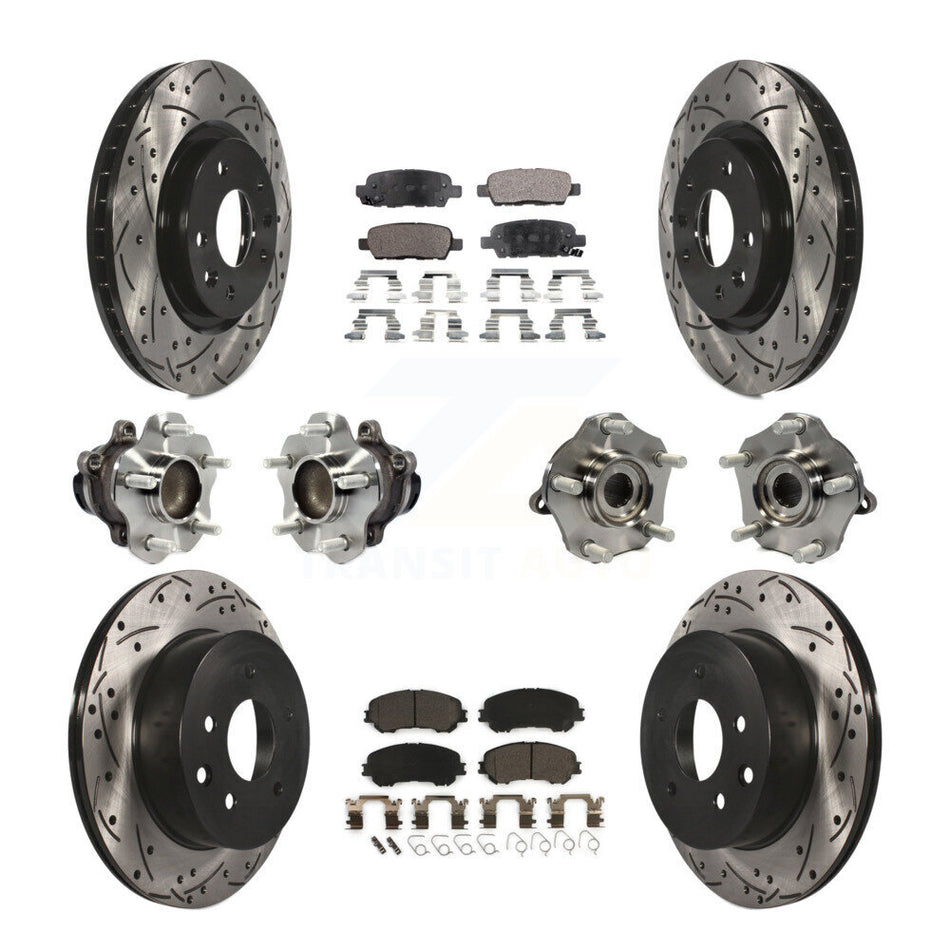 Front Rear Hub Bearings Assembly Coated Disc Brake Rotors And Ceramic Pads Kit (10Pc) For Nissan Rogue Sport Qashqai KBB-113645