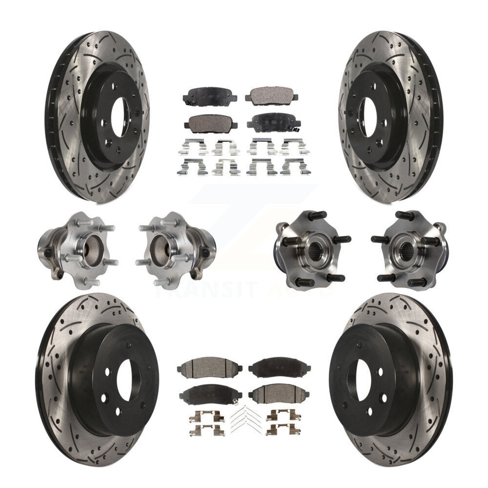 Front Rear Hub Bearings Assembly Coated Disc Brake Rotors And Ceramic Pads Kit (10Pc) For 2015 Nissan LEAF Vehicles Manufactured In Japan KBB-113647