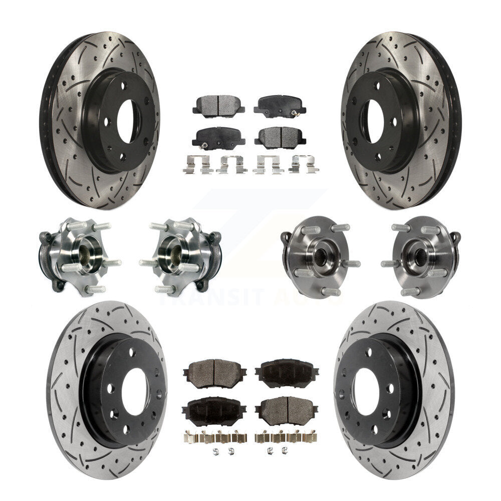 Front Rear Hub Bearings Coated Disc Brake Rotors And Pads Kit (10Pc) For Mazda 3 Sport KBB-113651