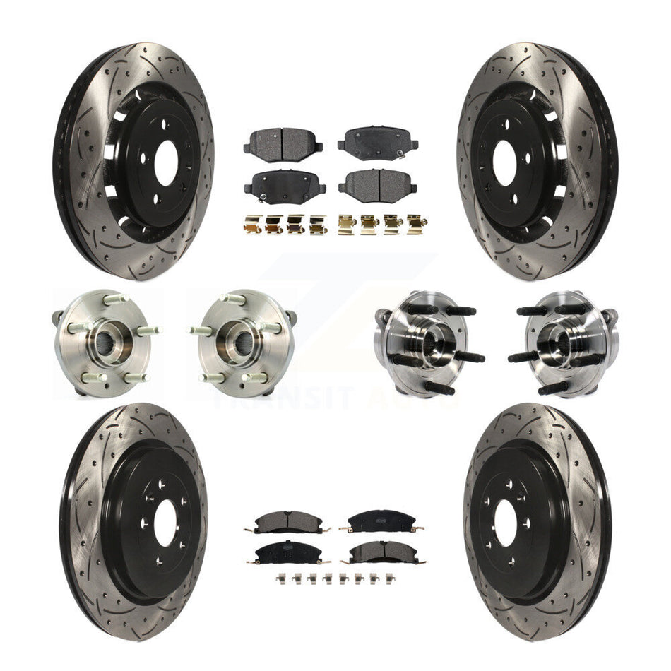 Front Rear Hub Bearings Assembly Coated Disc Brake Rotors And Ceramic Pads Kit (10Pc) For Ford Taurus Police Interceptor Sedan Special Service KBB-113657