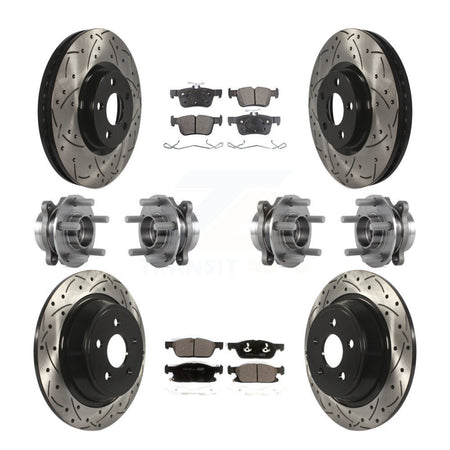 Front Rear Hub Bearing Coated Disc Brake Rotor Pad Kit (10Pc) For Lincoln Continental AWD KBB-113661
