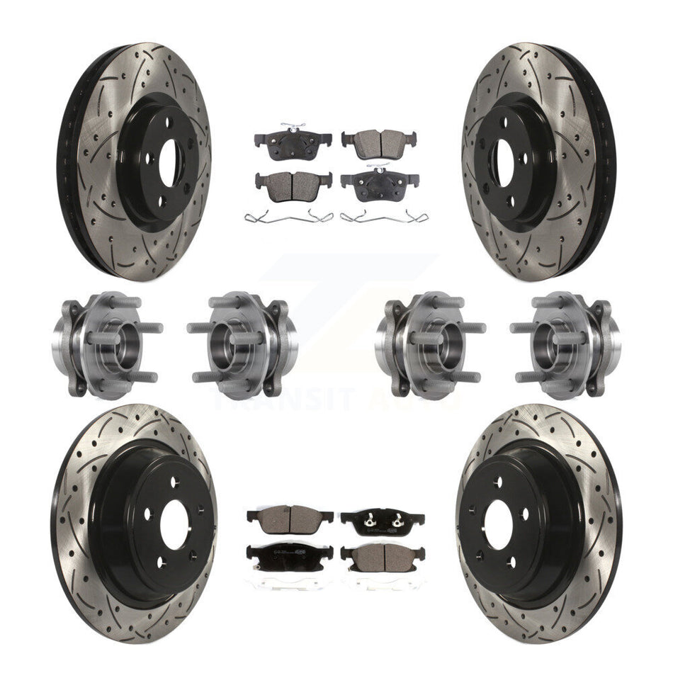 Front Rear Hub Bearing Coated Disc Brake Rotor Pad Kit (10Pc) For Lincoln Continental AWD KBB-113661
