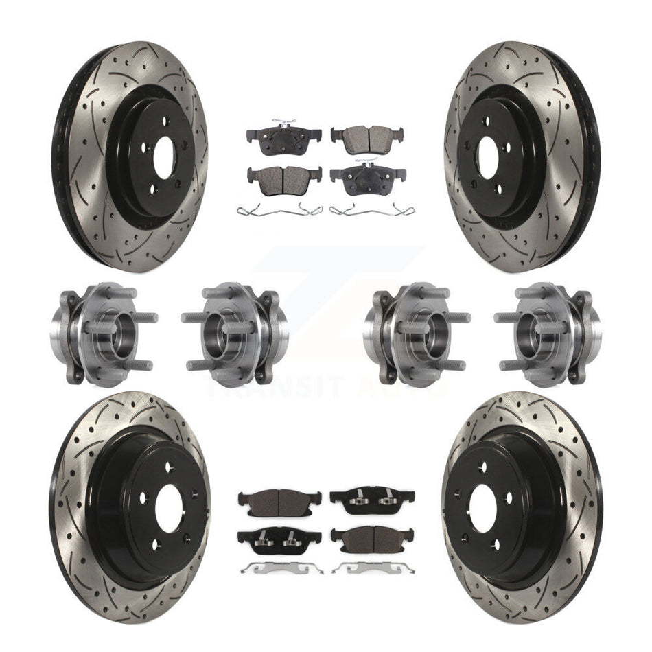Front Rear Hub Bearing Coat Brake Rotor Pad Kit (10Pc) For Ford Edge Lincoln Nautilus MKX KBB-113663