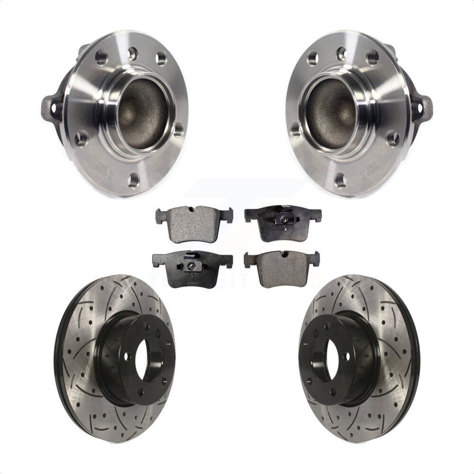 Front Hub Bearing Assembly With Coated Drilled Slotted Disc Brake Rotors And Ceramic Pads Kit For BMW 328i 320i 428i Gran Coupe 228i 328d KBB-113668