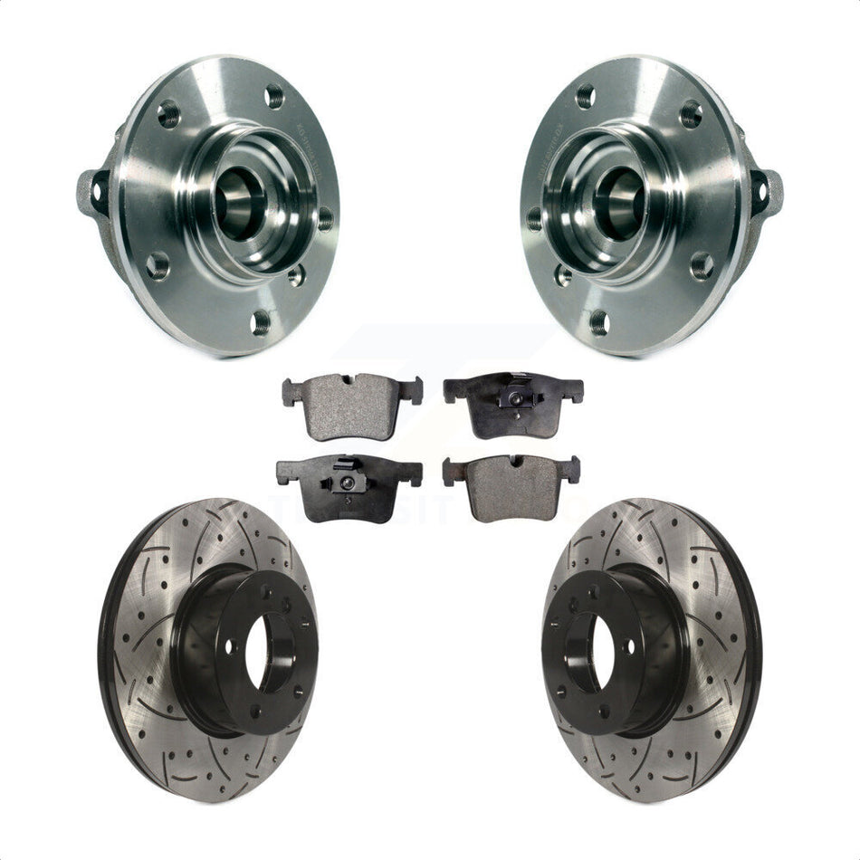 Front Hub Bearing Assembly With Coated Drilled Slotted Disc Brake Rotors And Ceramic Pads Kit For BMW 328i xDrive 320i 428i Gran Coupe GT 228i 328d KBB-113669