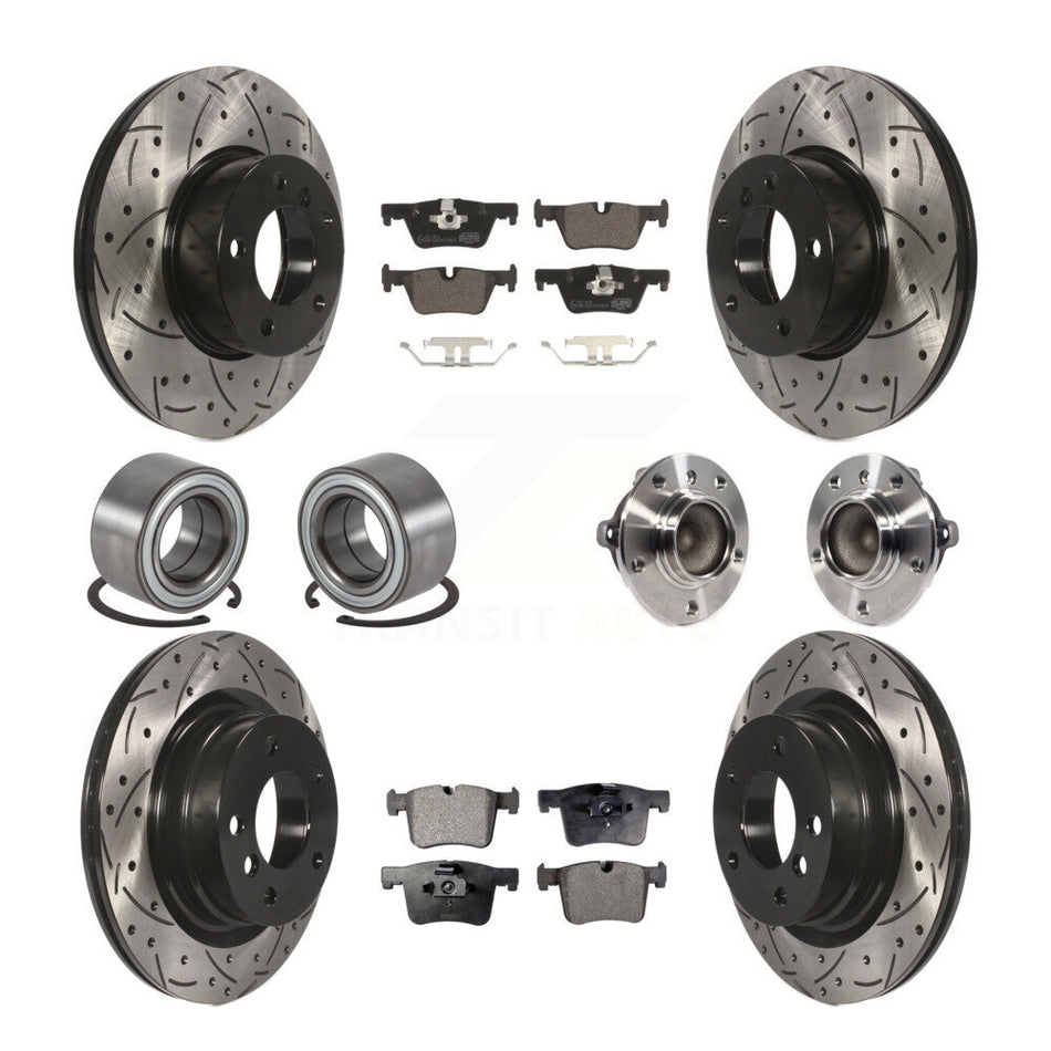 Front Rear Wheel Hub Bearings Assembly Coated Disc Brake Rotors And Ceramic Pads Shoes Kit (10Pc) For BMW 328i 428i 228i 320i 328d KBB-113689