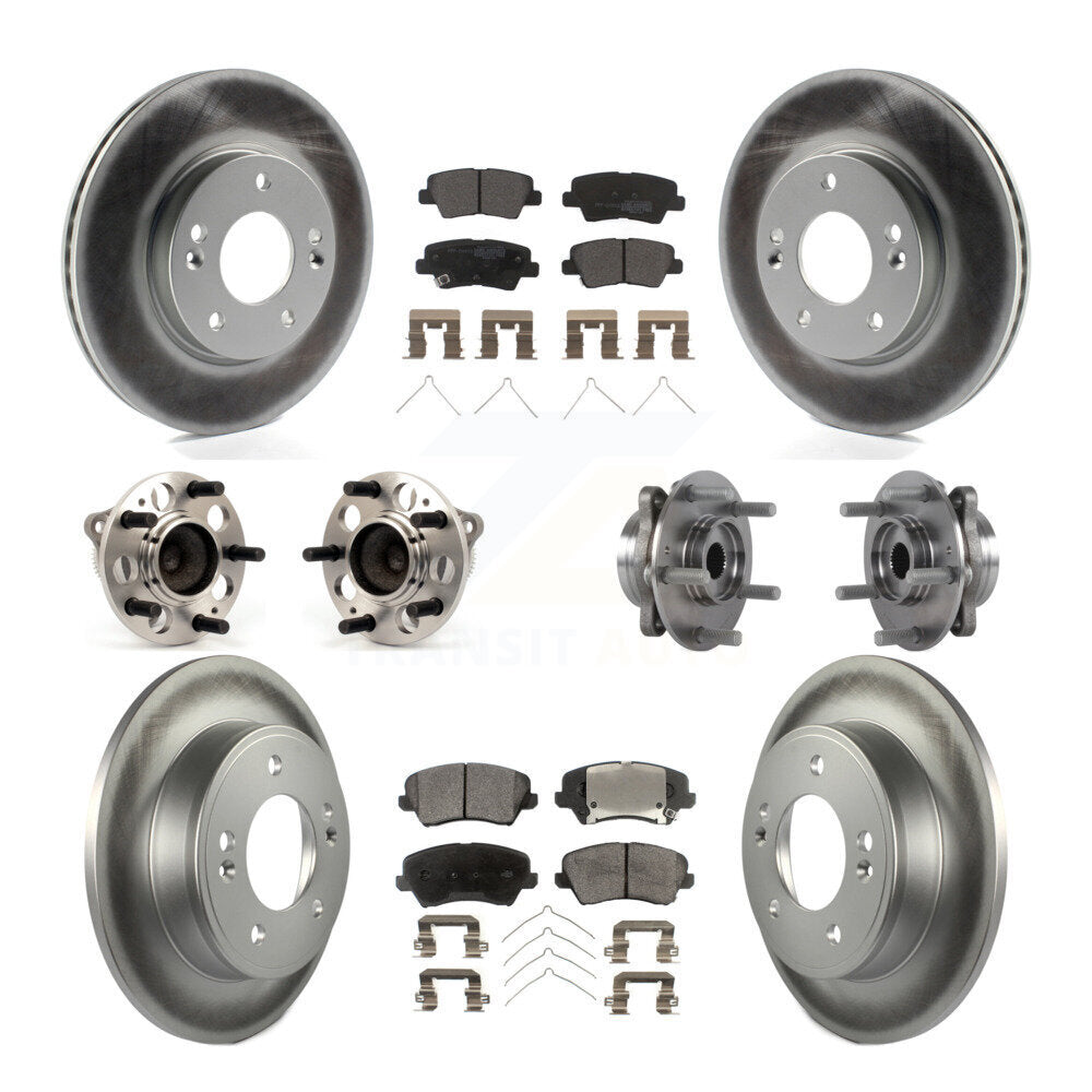 Front Rear Hub Bearing Coated Disc Brake Rotor Pad Kit (10Pc) For 2017 Hyundai Elantra GT KBB-113711