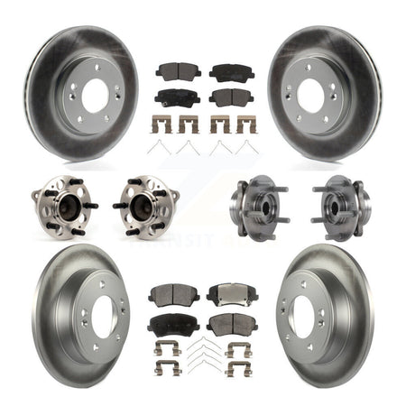 Front Rear Hub Bearing Coated Disc Brake Rotor Pad Kit (10Pc) For 2017 Hyundai Elantra GT KBB-113711
