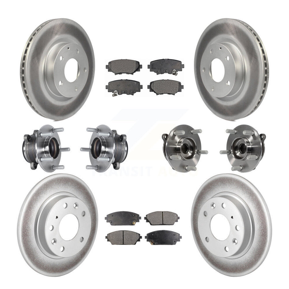 Front Rear Hub Bearings Assembly Coated Disc Brake Rotors And Semi-Metallic Pads Kit (10Pc) For Mazda 3 Sport 2.5L KBB-113720