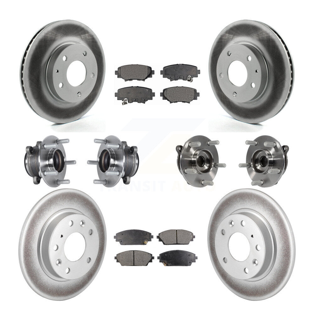 Front Rear Hub Bearings Coated Disc Brake Rotors And Pads Kit (10Pc) For Mazda 3 Sport KBB-113721