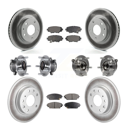 Front Rear Hub Bearings Coated Disc Brake Rotors And Pads Kit (10Pc) For Mazda 3 Sport KBB-113721