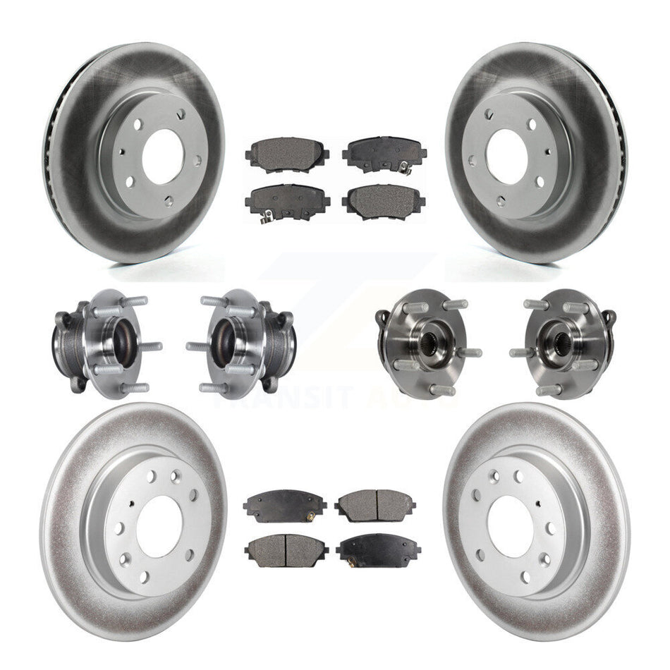Front Rear Hub Bearings Coated Disc Brake Rotors And Pads Kit (10Pc) For Mazda 3 Sport KBB-113721