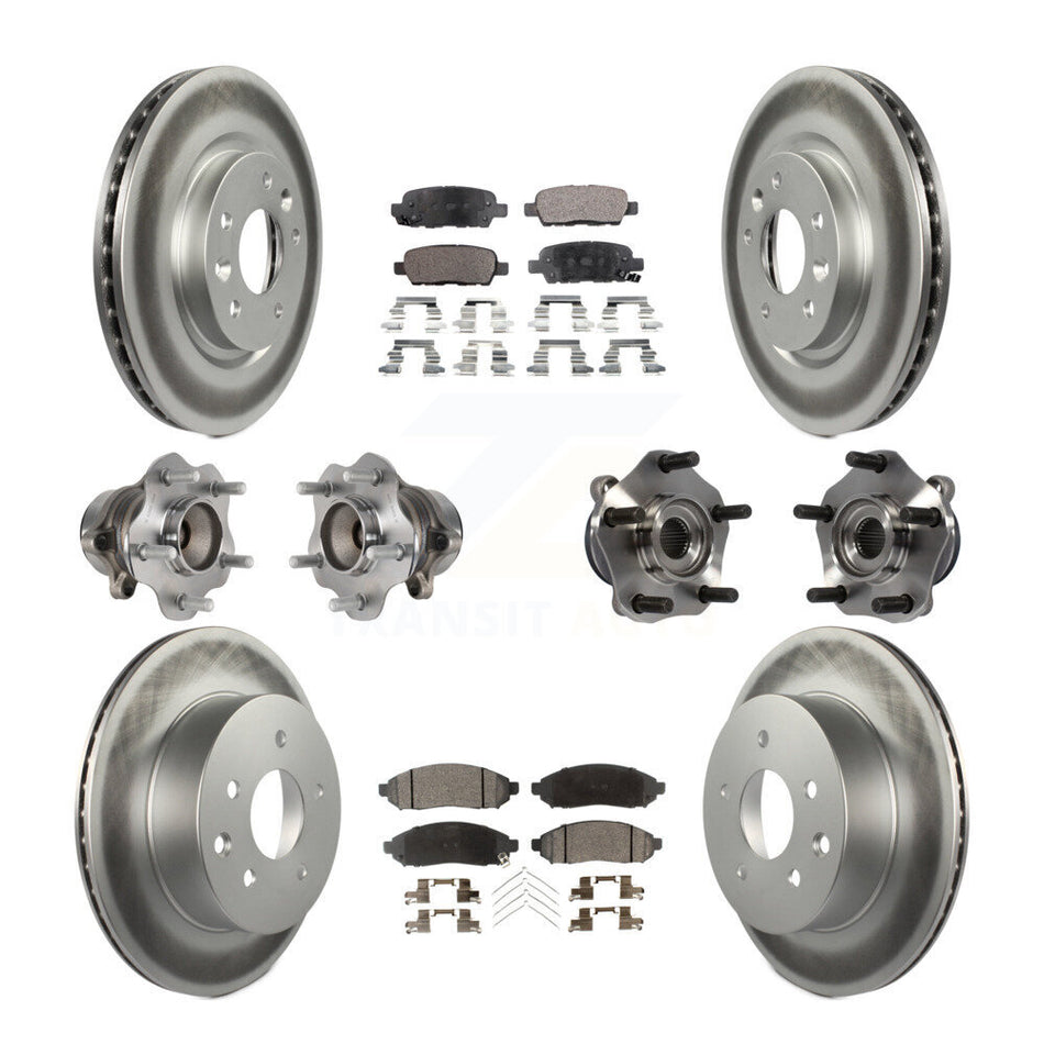 Front Rear Hub Bearings Assembly Coated Disc Brake Rotors And Semi-Metallic Pads Kit (10Pc) For 2015 Nissan LEAF Vehicles Manufactured In Japan KBB-113725