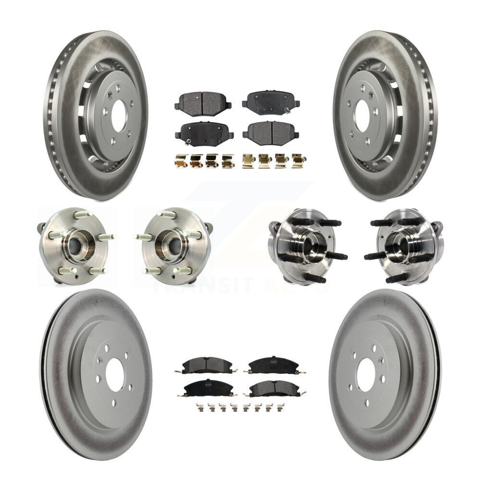 Front Rear Hub Bearings Assembly Coated Disc Brake Rotors And Semi-Metallic Pads Kit (10Pc) For Ford Taurus Police Interceptor Sedan Special Service KBB-113740