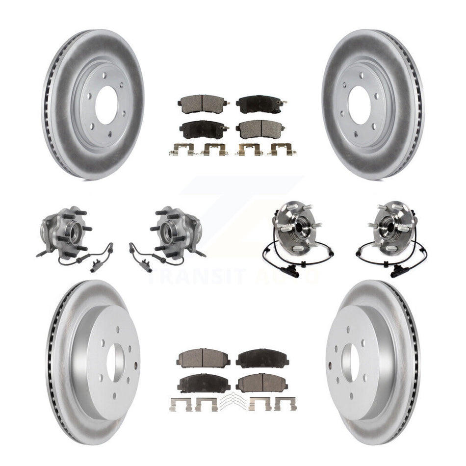 Front Rear Hub Bearings Assembly Coated Disc Brake Rotors And Semi-Metallic Pads Kit (10Pc) For INFINITI Nissan Armada QX80 QX56 KBB-113743