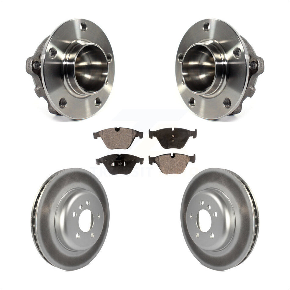 Front Hub Bearing Assembly With Coated Disc Brake Rotors And Semi-Metallic Pads Kit For BMW 535i 640i 535d Gran Coupe ActiveHybrid 5 KBB-113745