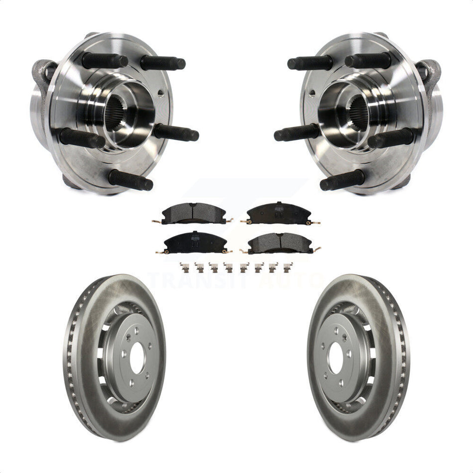Front Hub Bearing Assembly With Coated Disc Brake Rotors And Semi-Metallic Pads Kit For Ford Taurus Police Interceptor Sedan Special Service KBB-113748