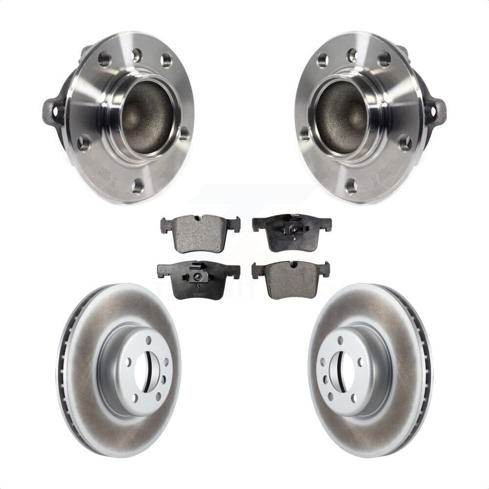 Front Hub Bearing Assembly With Coated Disc Brake Rotors And Semi-Metallic Pads Kit For BMW 435i 335i Gran Coupe Without Blue Painted Calipers KBB-113751