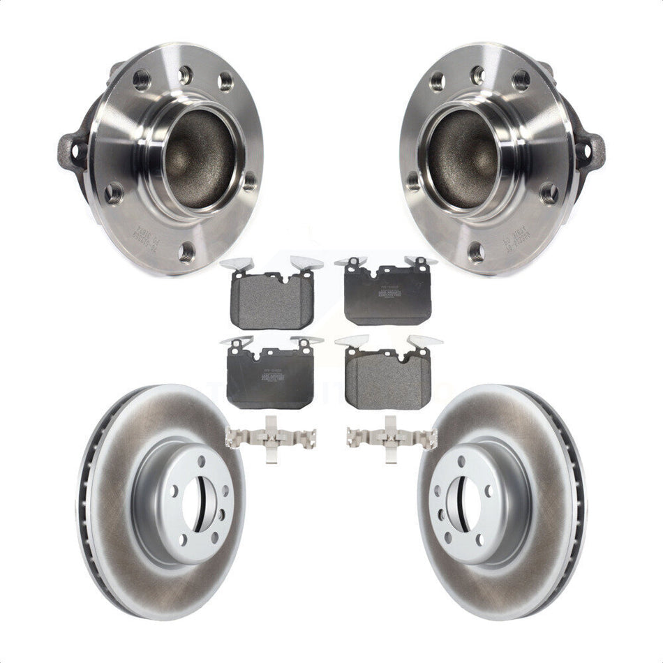 Front Hub Bearing Assembly With Coated Disc Brake Rotors And Semi-Metallic Pads Kit For BMW 328i 428i Gran Coupe 340i 435i ActiveHybrid 3 KBB-113752