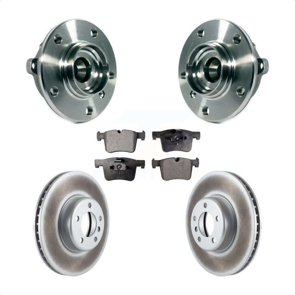 Front Hub Bearing Assembly With Coated Disc Brake Rotors And Semi-Metallic Pads Kit For BMW 335i xDrive 328i GT 435i Gran Coupe KBB-113757